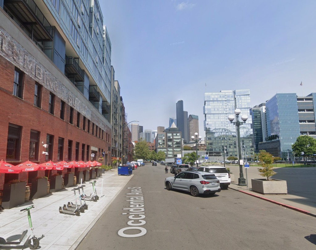 Street view of Occidental Ave S near 4718 Brooklyn Ave NE